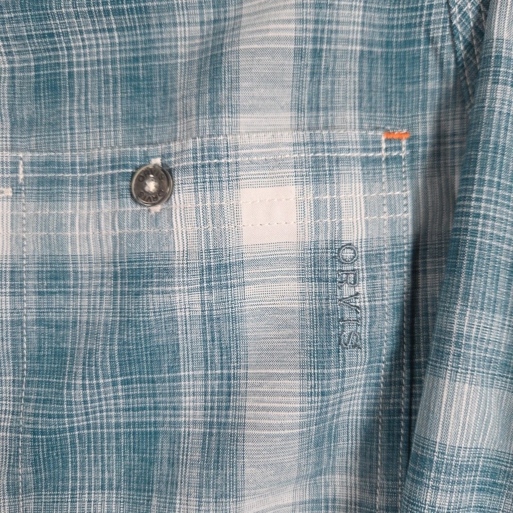Orvis Men's Shirt Size Large‎ Blue Plaid Long Sleeve Button Front Chest Pocket - Picture 2 of 9